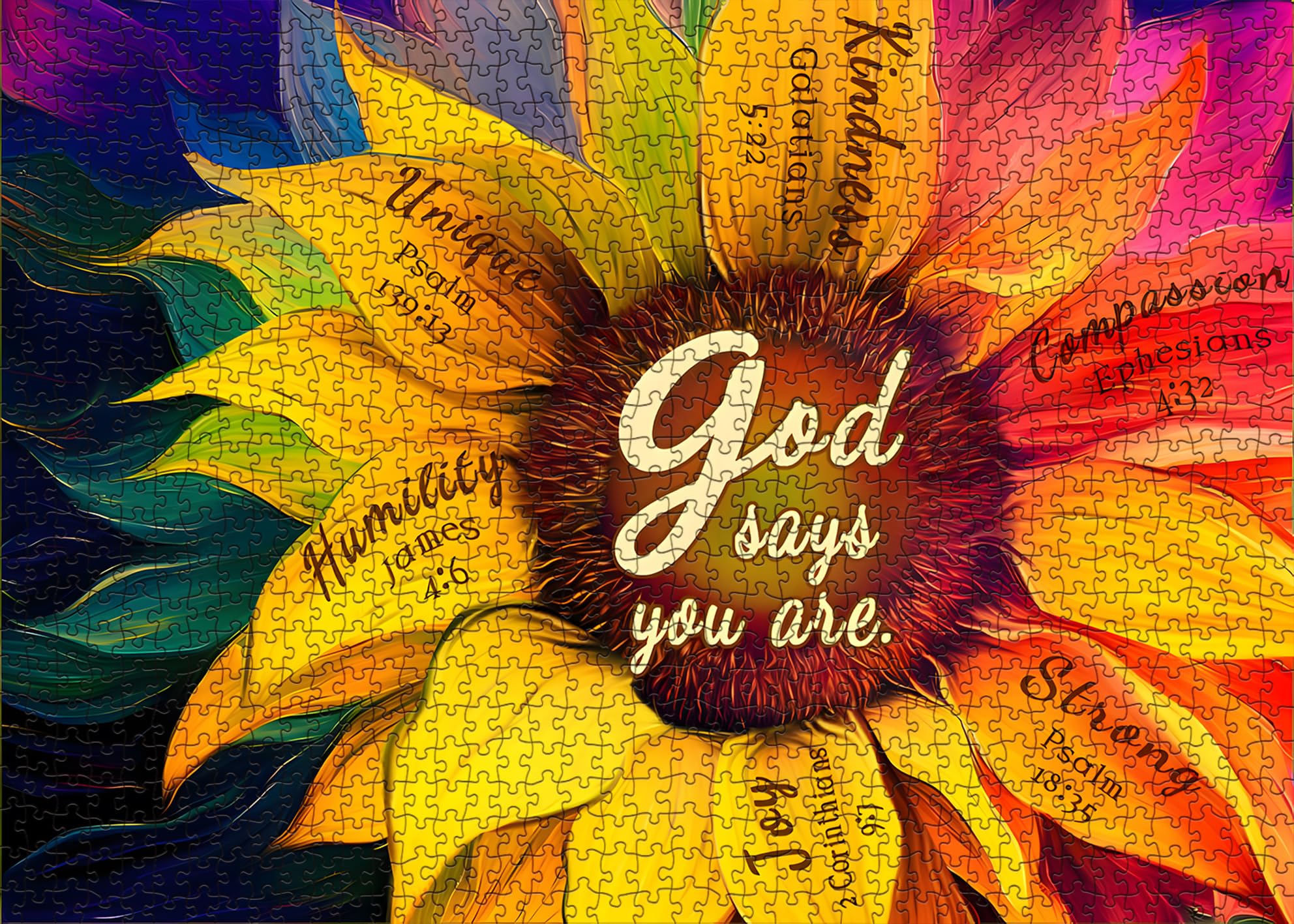 BBOLDIN Rainbow Sunflower Puzzle packaging with sturdy box and color poster to spark anticipation