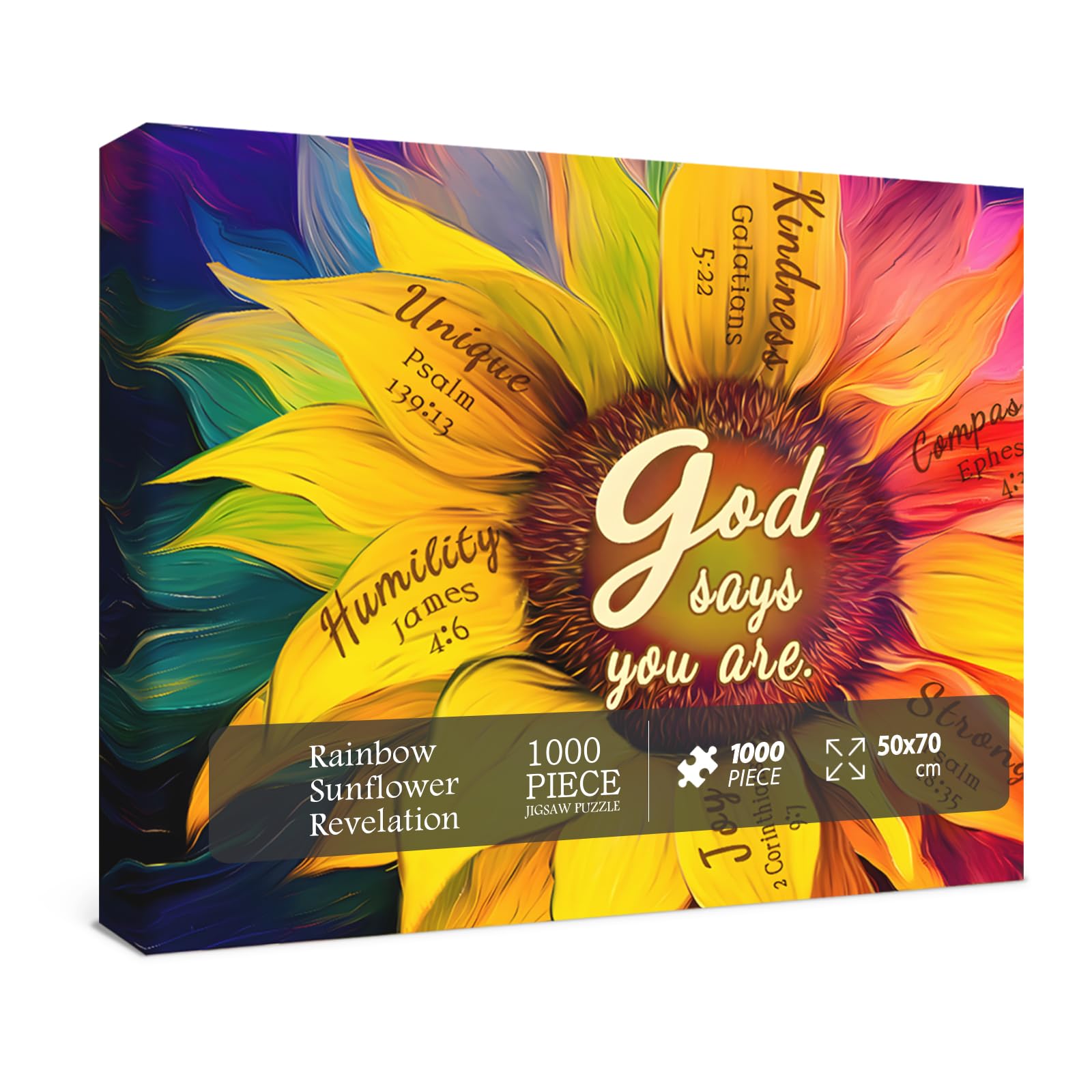BBOLDIN Rainbow Sunflower Puzzle poster included previews vibrant colors for setup