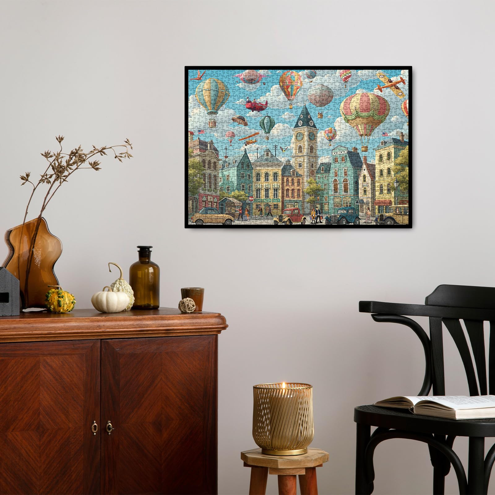 BBOLDIN assembled puzzle on display as a decorative piece in a cozy home.