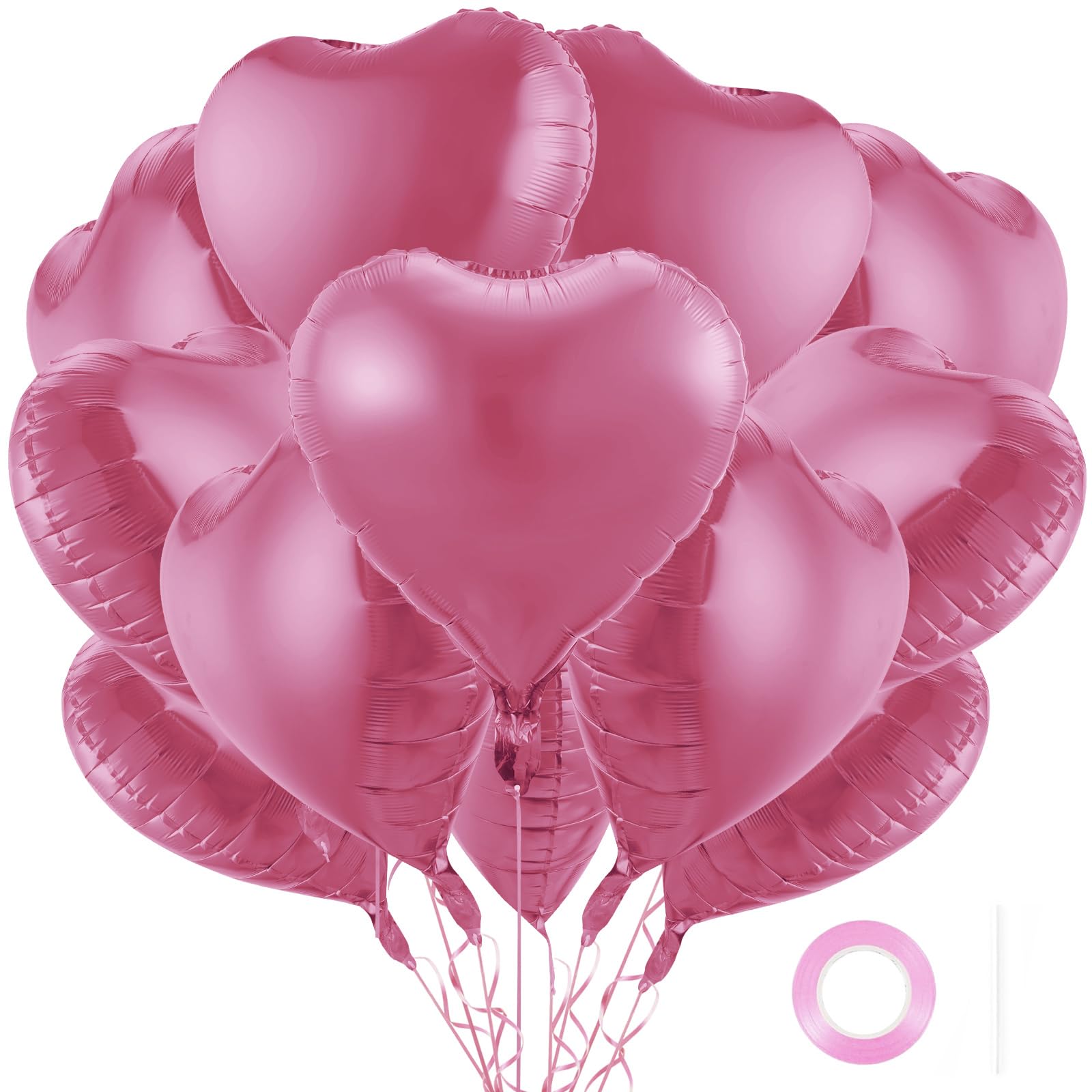 BBPOOL 12Pcs pink heart balloons 18 inch ideal for weddings and Valentine celebrations.