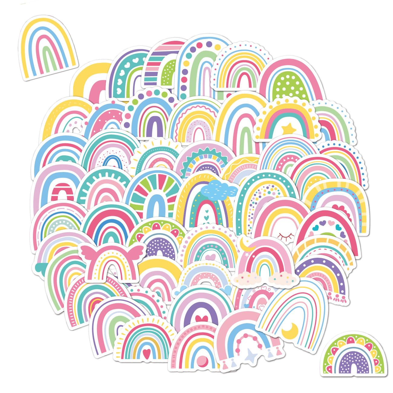 BBPOOL boho rainbow stickers bundle of 100 designs for creative crafts