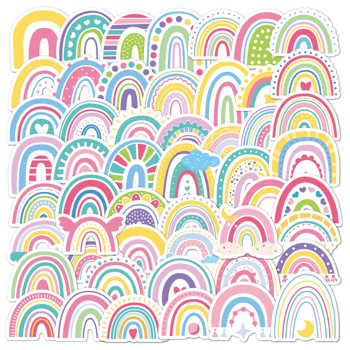 BBPOOL boho rainbow stickers vinyl close-up showing durable finish