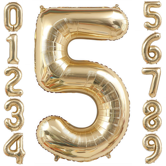 BBPOOL champagne gold 40-inch number 5 balloon ready for standout birthday decor