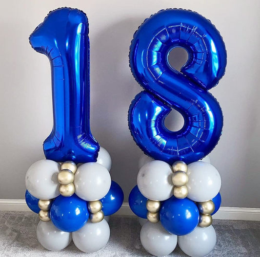BBPOOL navy blue number 7 balloon close-up shows durable foil material.