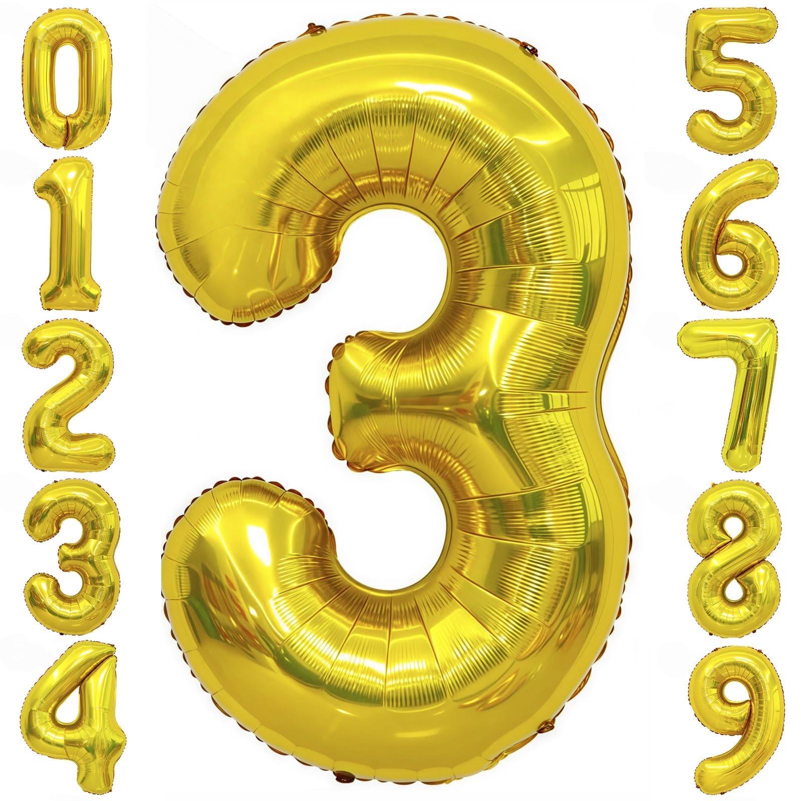 BBPOOL Gold 3 balloon 40-inch for bold birthday decor.