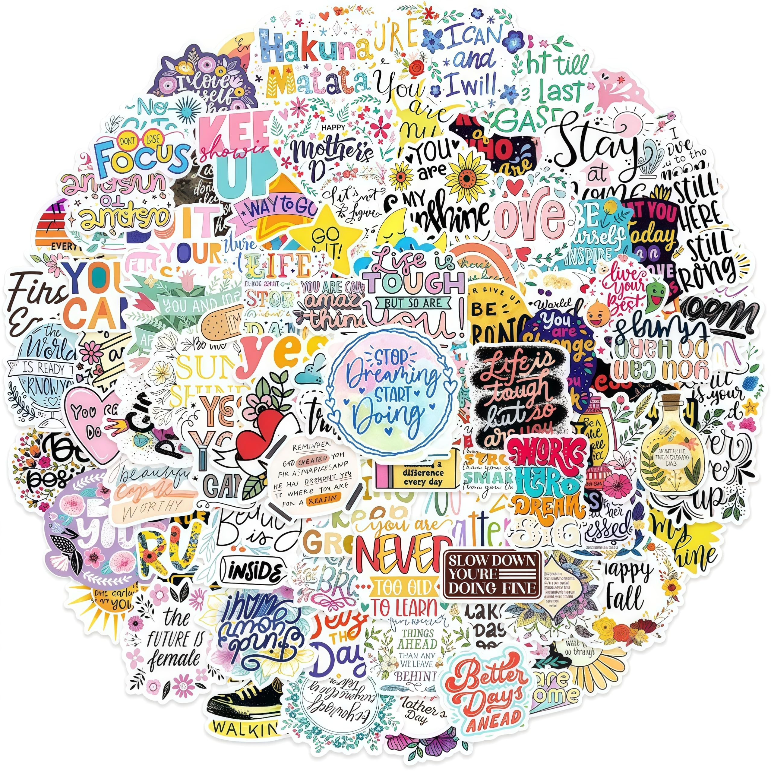 BBPOOL 100-piece inspirational stickers for journaling and crafts
