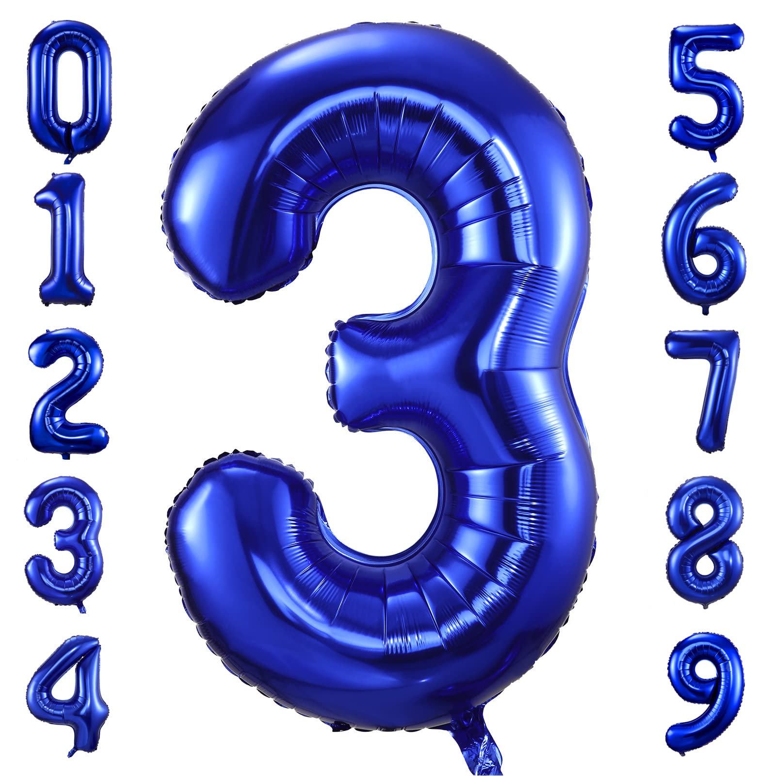 BBPOOL navy blue number 3 balloon, 40-inch, ideal for milestone celebrations.