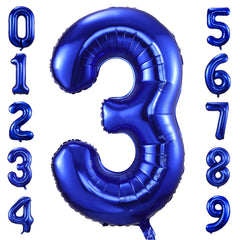 BBPOOL navy blue number 3 balloon, 40-inch, ideal for milestone celebrations.