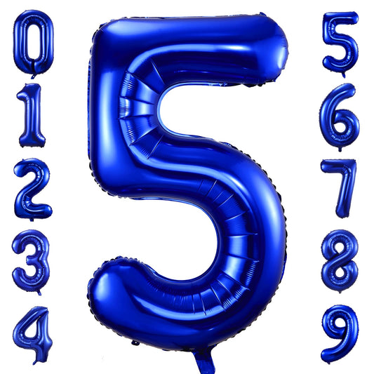 BBPOOL navy blue Number 5 balloons, 40-inch closeup for birthdays and photo walls.