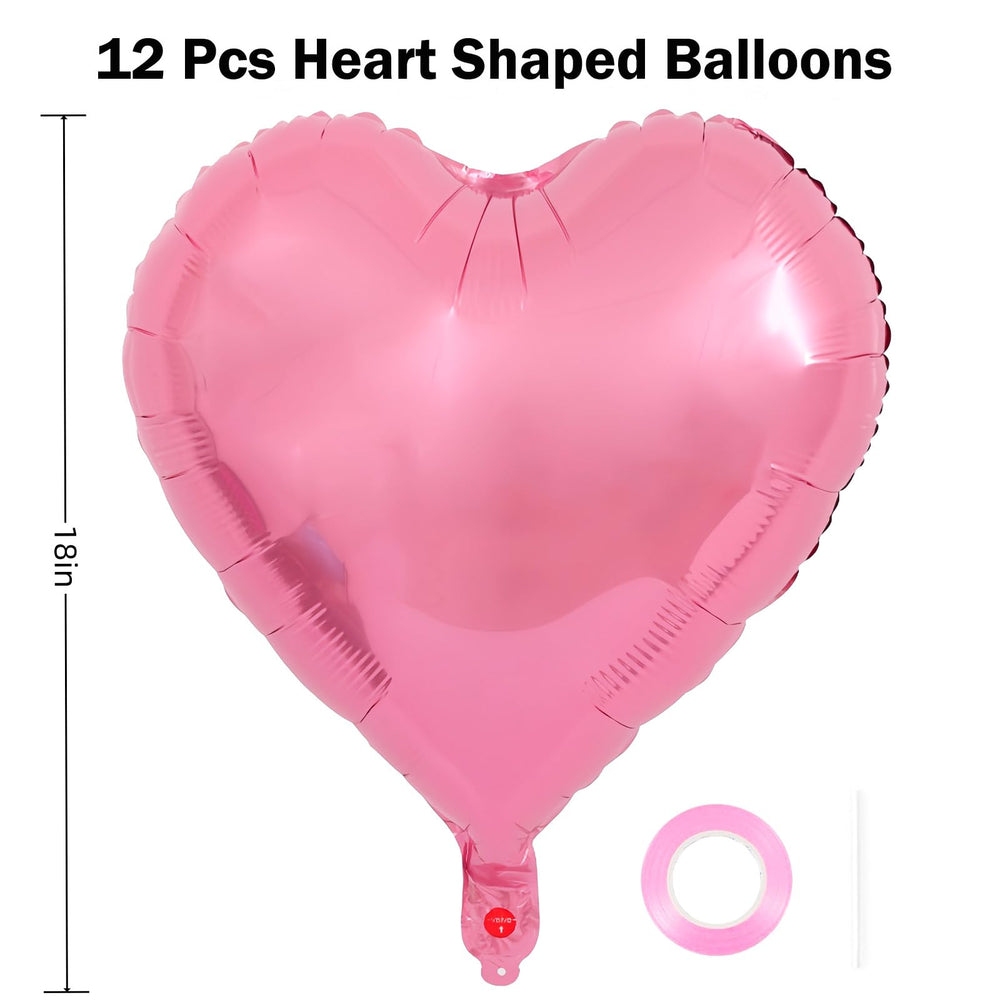 BBPOOL pink heart foil balloon close-up showing glossy surface for premium party decor.
