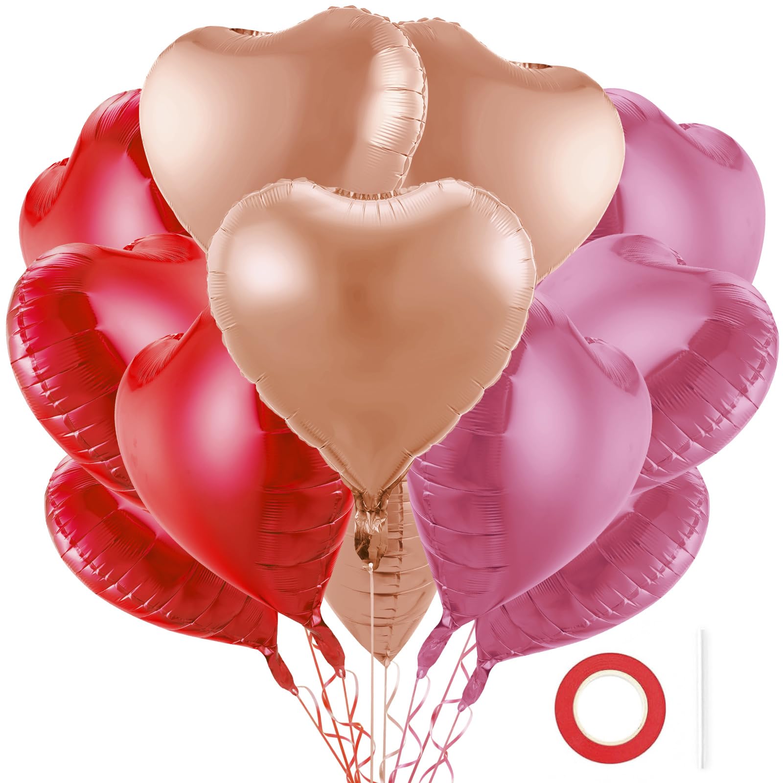 BBPOOL red pink champagne gold heart balloons 18 inch for romantic decor.
