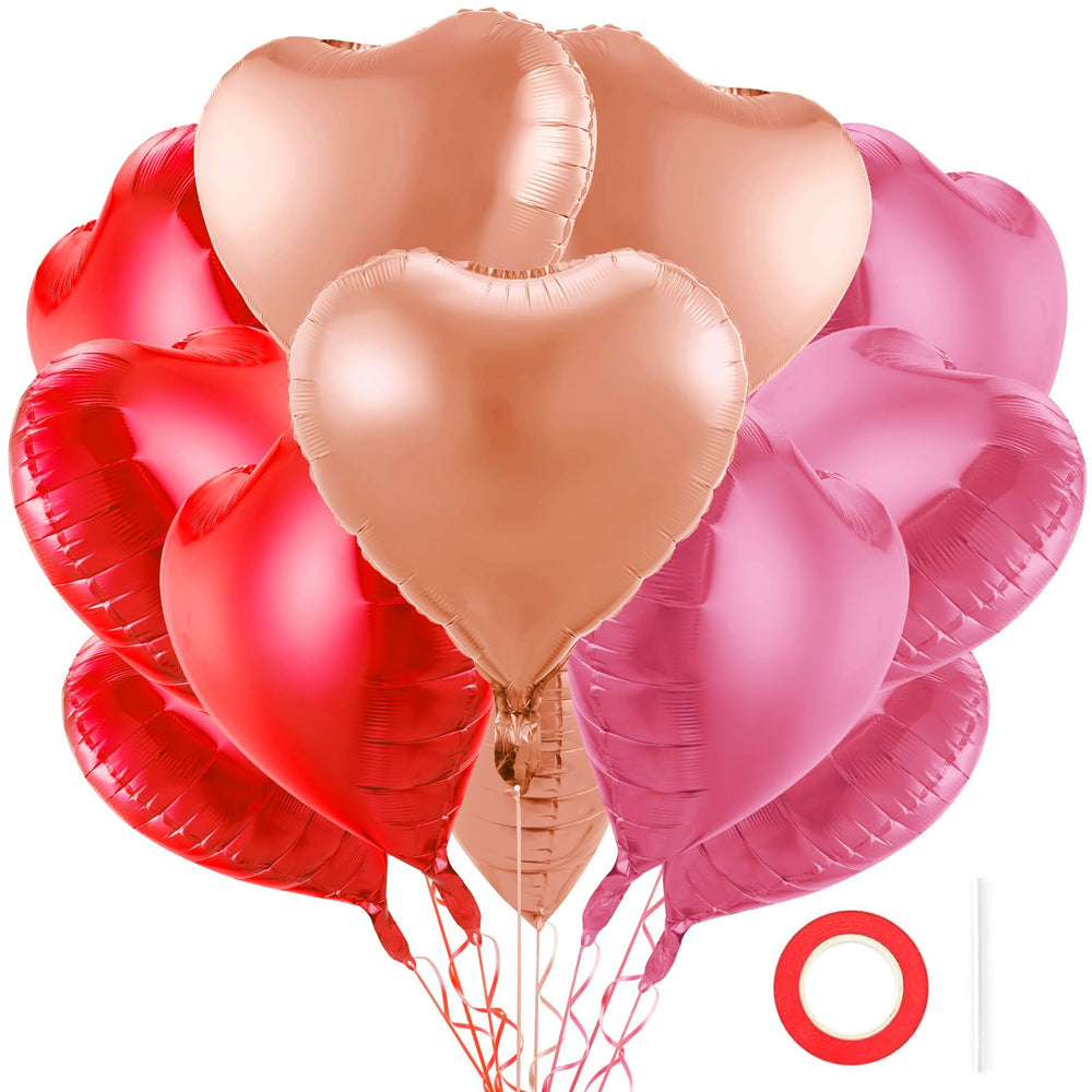 BBPOOL red pink champagne gold heart balloons 18 inch for romantic decor.