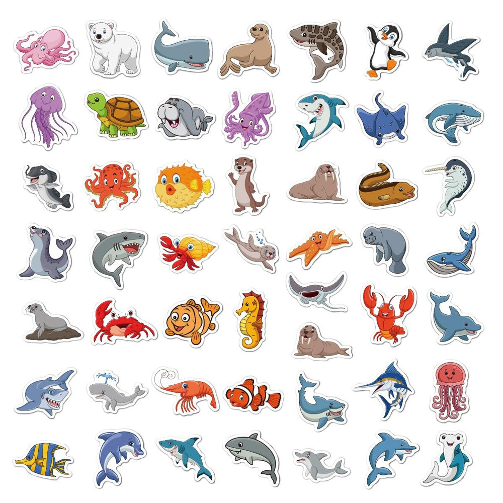BBPOOL sea animals stickers on a notebook for personalized school projects