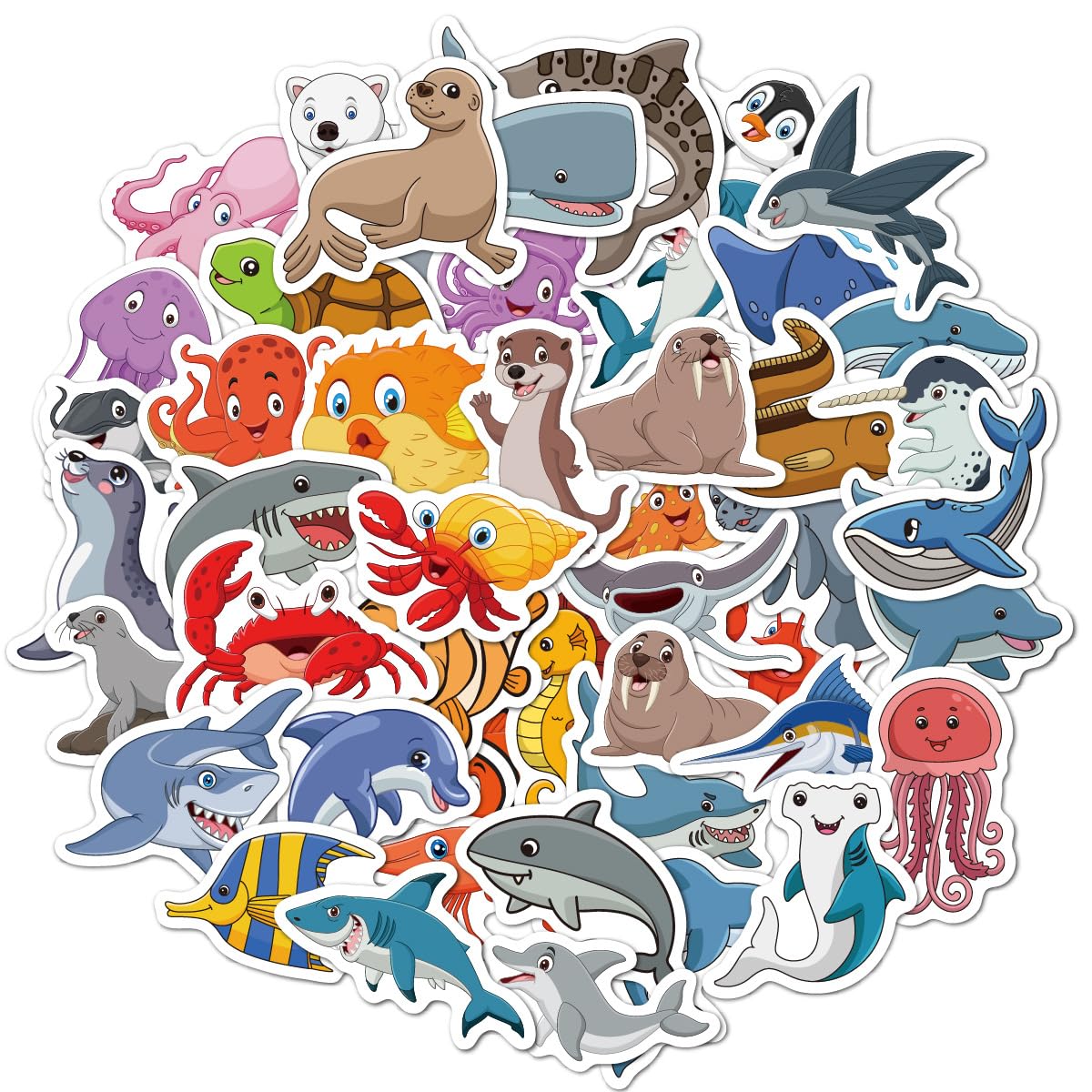 BBPOOL sea animals stickers pack cover with 50 patterns for creative crafts