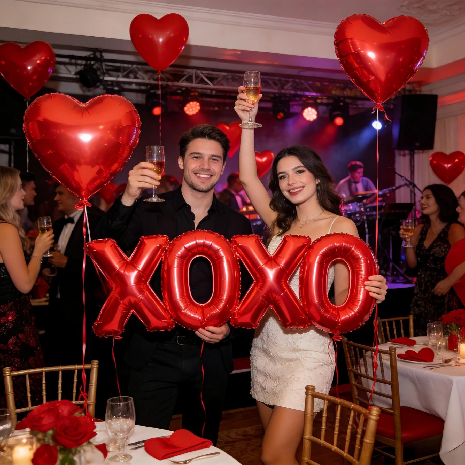 BBPOOL Valentines Day balloon banner includes XOXO and heart shapes for celebrations