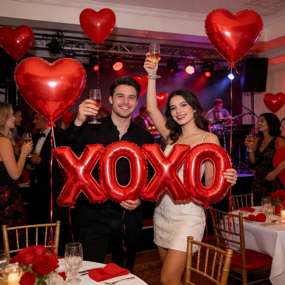 BBPOOL Valentines Day balloon banner includes XOXO and heart shapes for celebrations