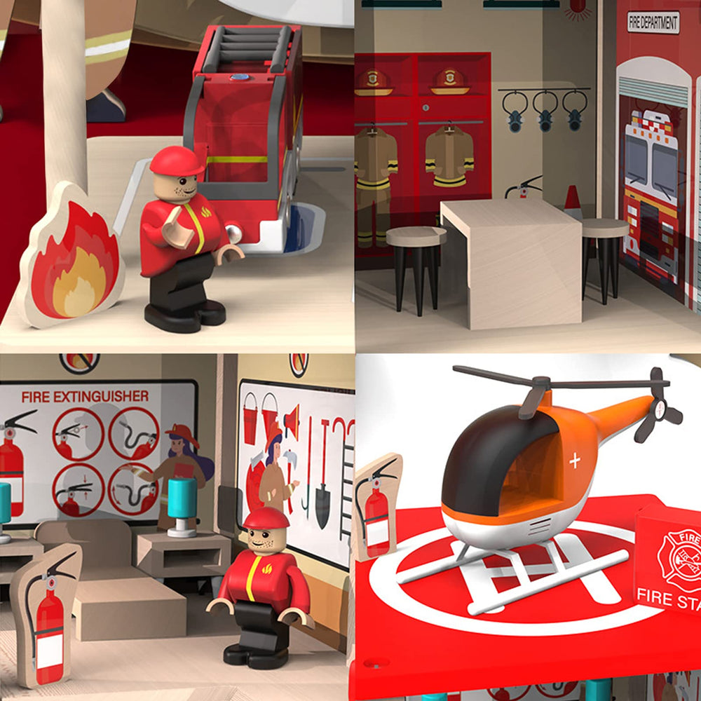 BBtinker fire station playset with figures and vehicle set included
