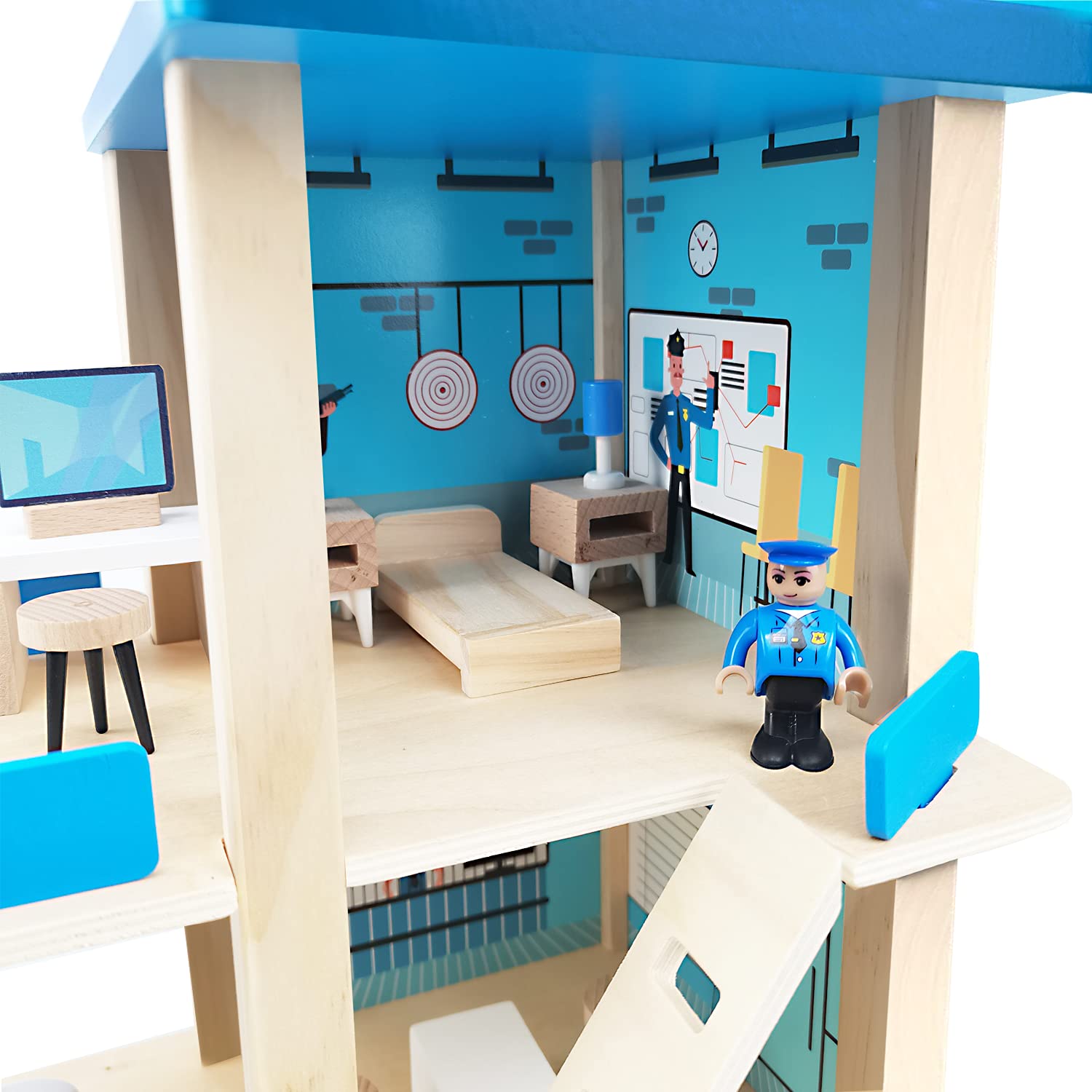 BBtinker wooden three-level dollhouse layout offers spacious play areas for kids.