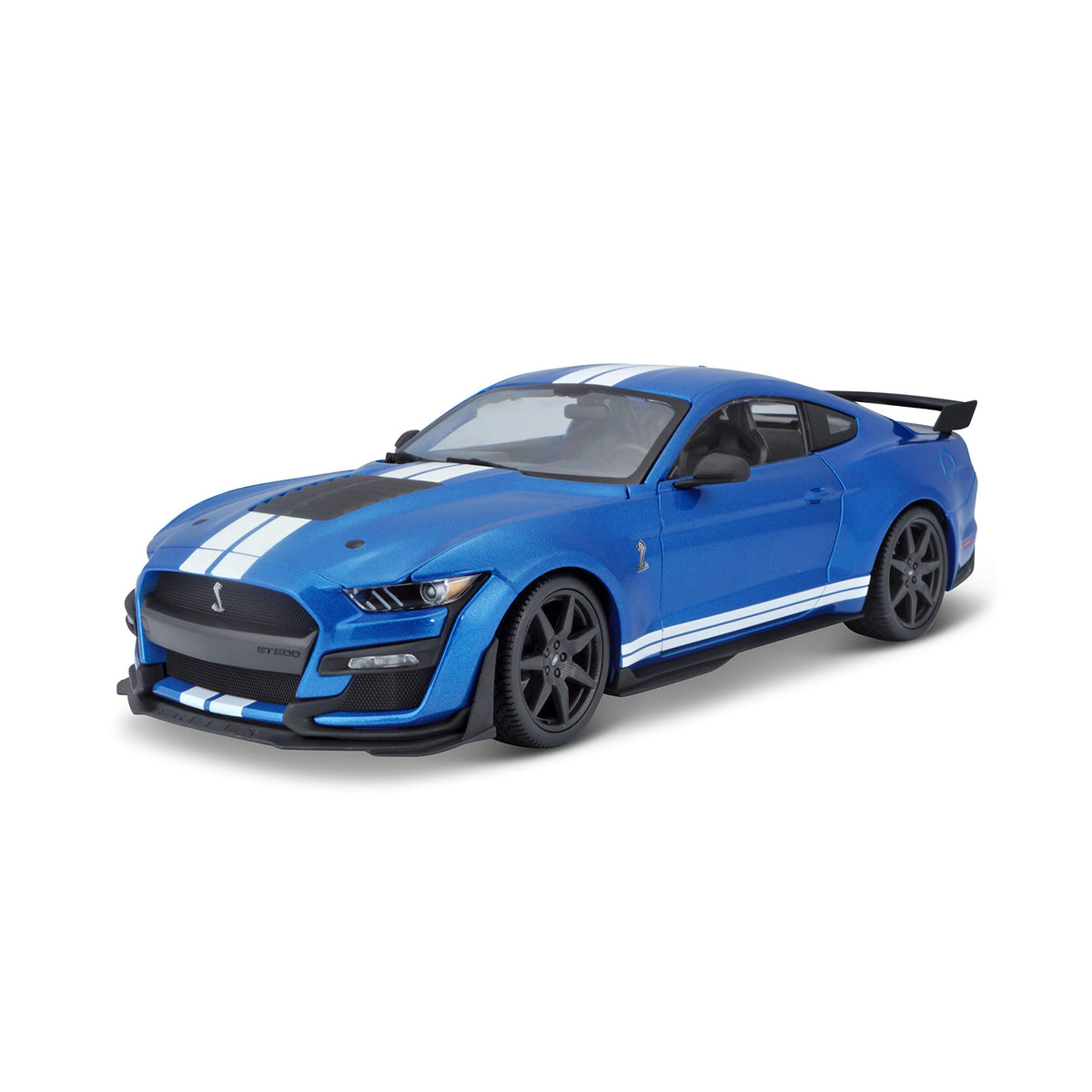 BBurago Mustang Shelby GT500 orange die-cast body showing durable display-ready finish.