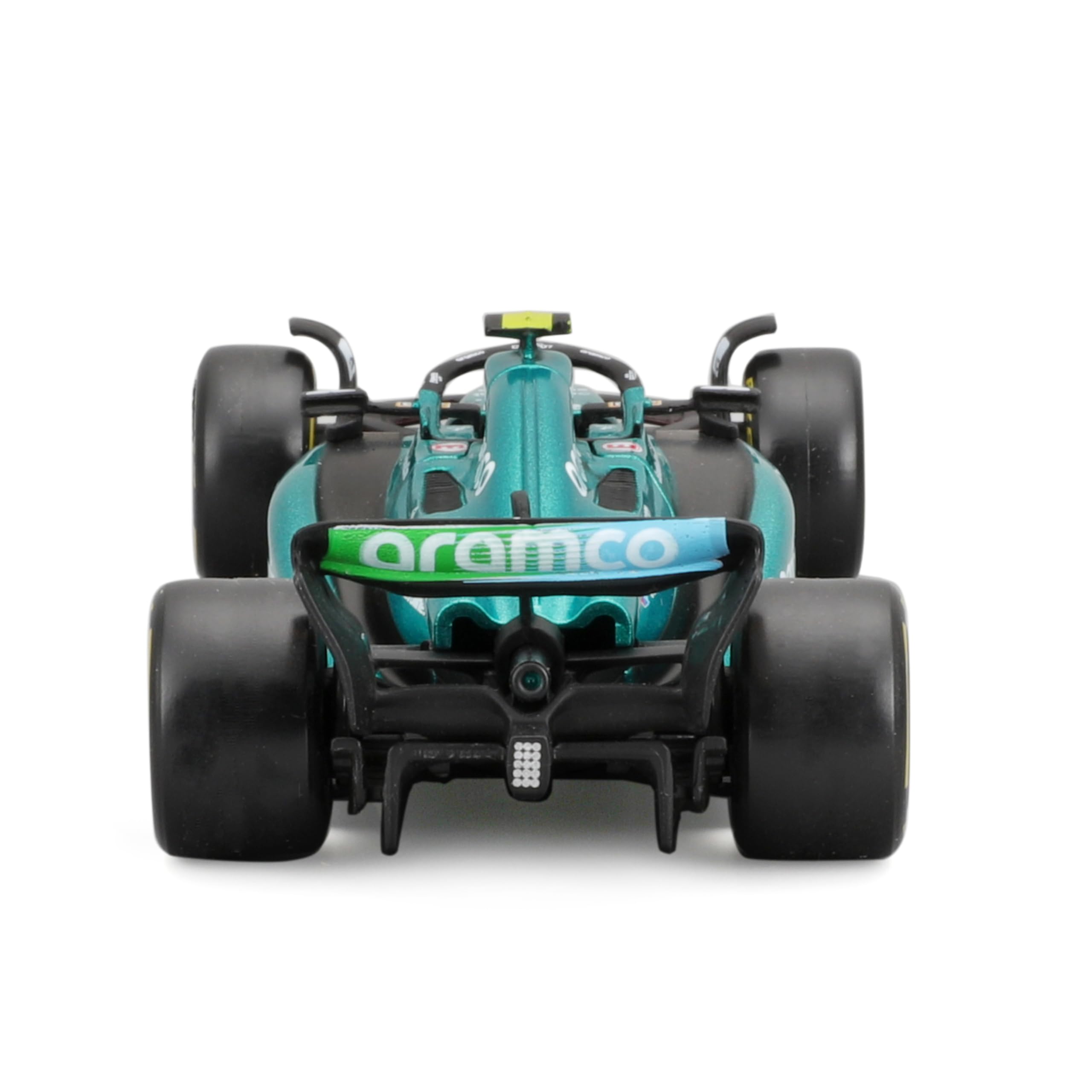 Bburago AMR23 side profile emphasizes aerodynamic accuracy and decals