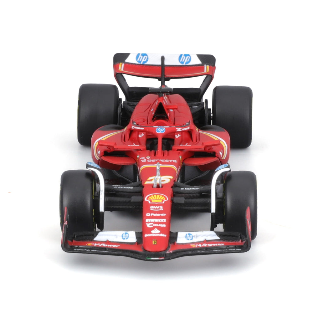 Bburago Ferrari SF-24 die-cast metal body offers sturdy collectible feel.