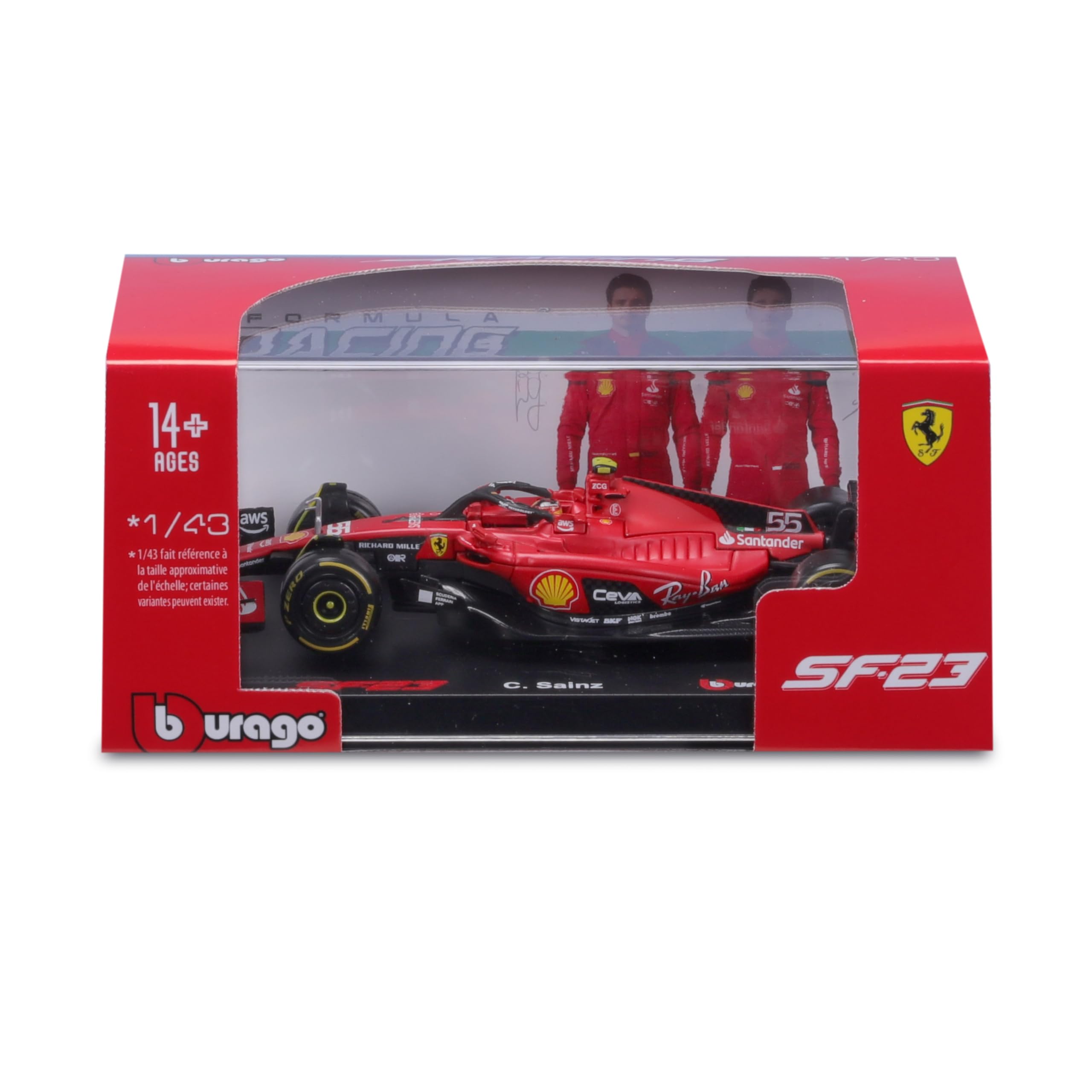 BBurago 1:43 SFR Ferrari decals close-up for collectors