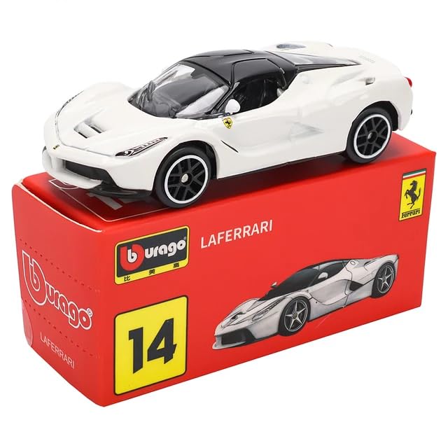 BBURAGO Laferrari 1:64 white diecast model for display and collection.