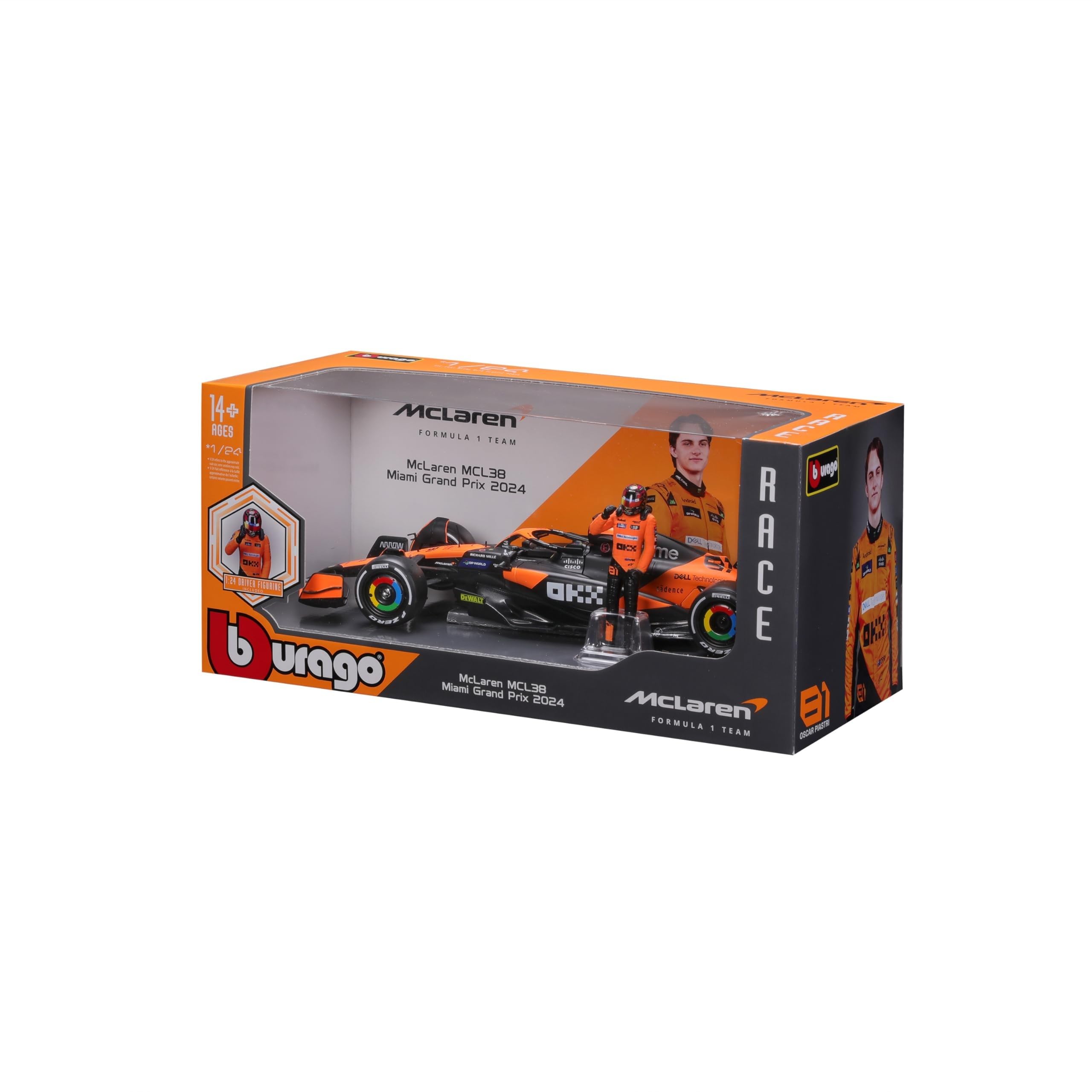 Bburago McLaren MCL38 packaging box for safe transport and gifting.