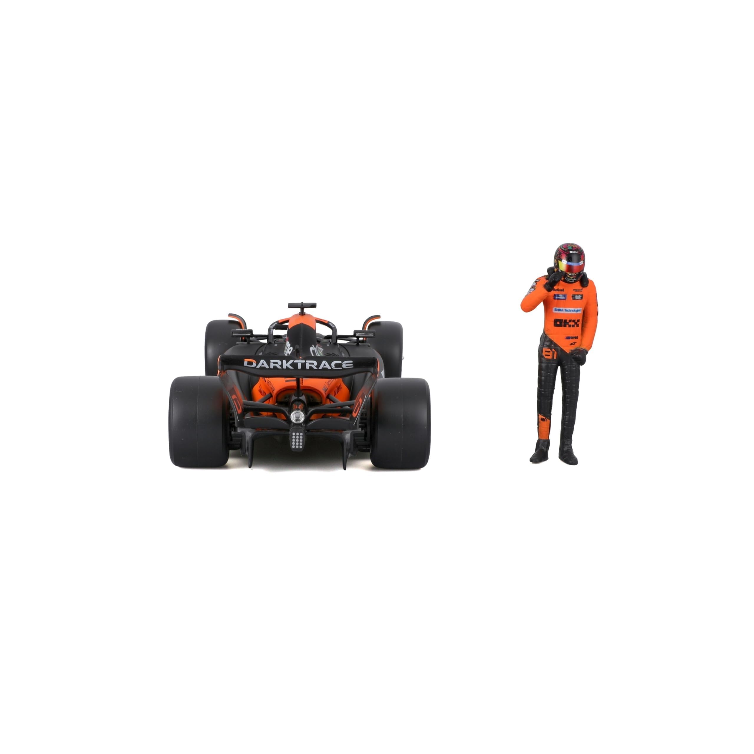 Bburago McLaren MCL38 side view highlighting accurate proportions.