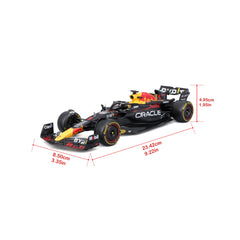 BBurago RB19 Verstappen figure enhances display and storytelling.