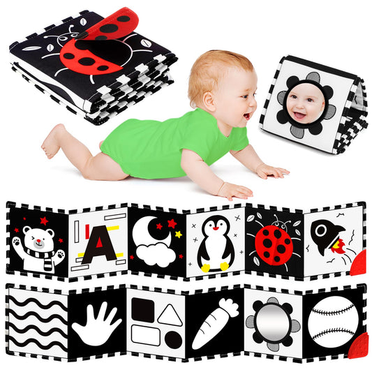 BBWOO high-contrast toy with mirror for visual tracking and engagement.