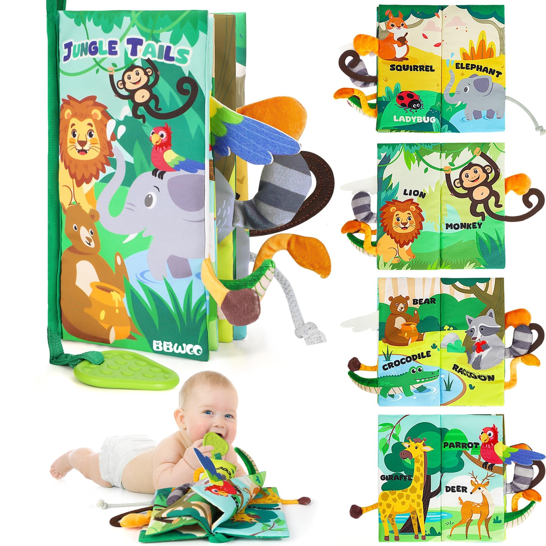 BBWOO Soft Baby Book Toy front cover with vibrant colors inviting visual exploration.