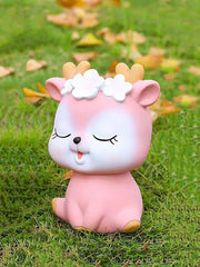 BCIULASL pink deer piggy bank side view for durable daily use.