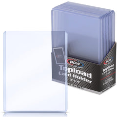 BCW 108pt thick card toploader providing clear visibility and protection for thick cards.