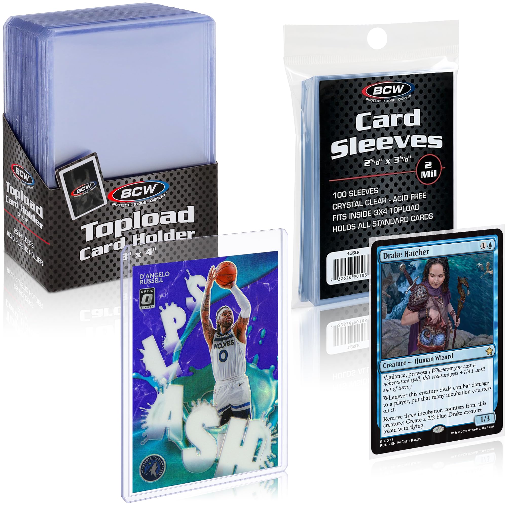 BCW 200-count toploaders pack, front view, sturdy card protection