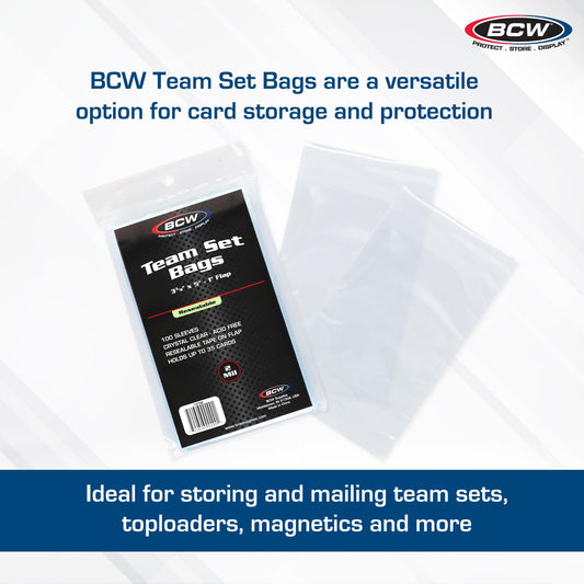BCW team bags accommodate 35 loose cards with space for easy upgrading to top loaders