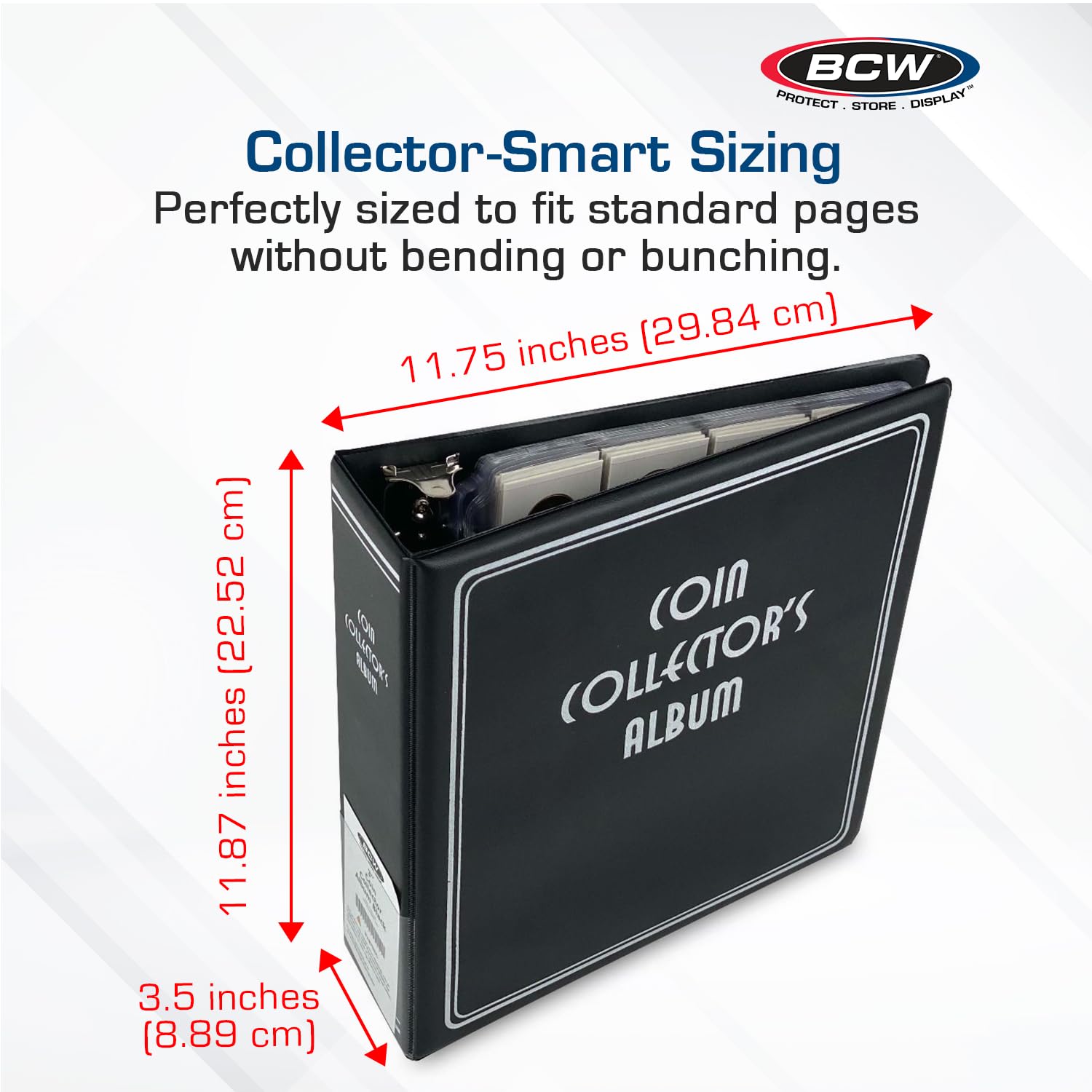 BCW 3-Inch Coin Album D-ring close-up highlighting secure binding that keeps pages aligned