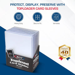 BCW 3x4 Toploader Rigid PVC Closeup emphasizes clear, sturdy card protection.