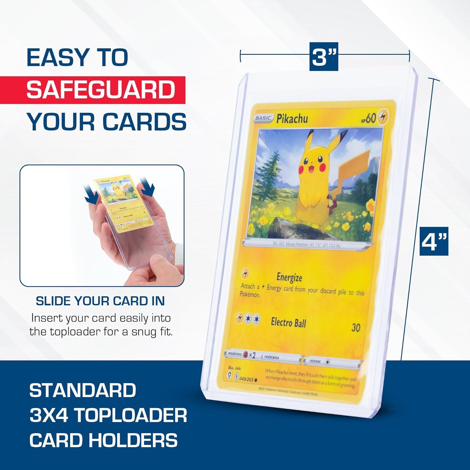 BCW 3x4 Toploader Versatile Use shows protection for baseball, football, and MTG cards.