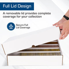 BCW rugged corrugated cardboard protects cards during transport and stacking.