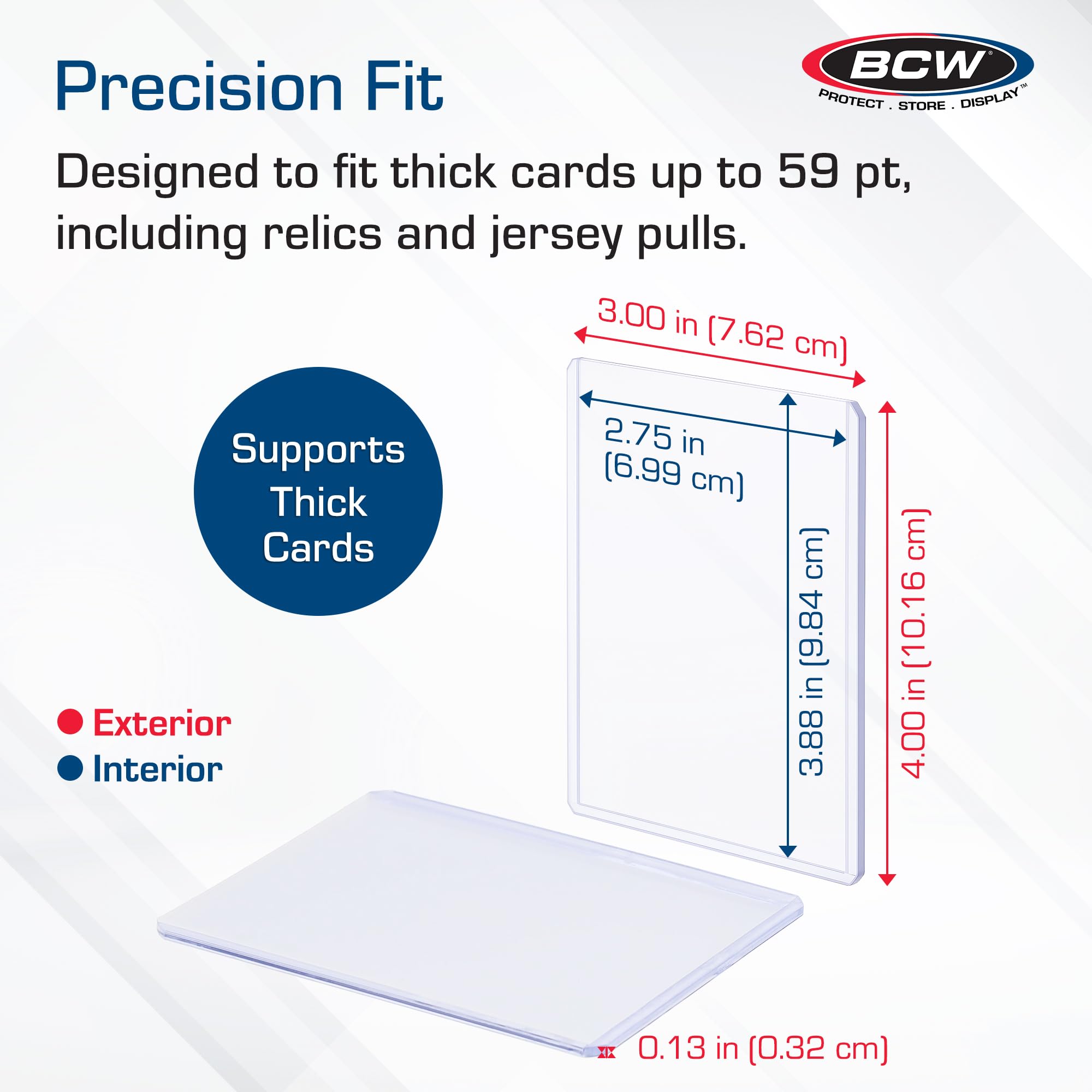 BCW 59PT Thick Top Loader supports up to 59pt thickness for bulky cards