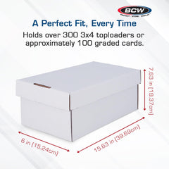 Stackable BCW storage box saves shelf space.