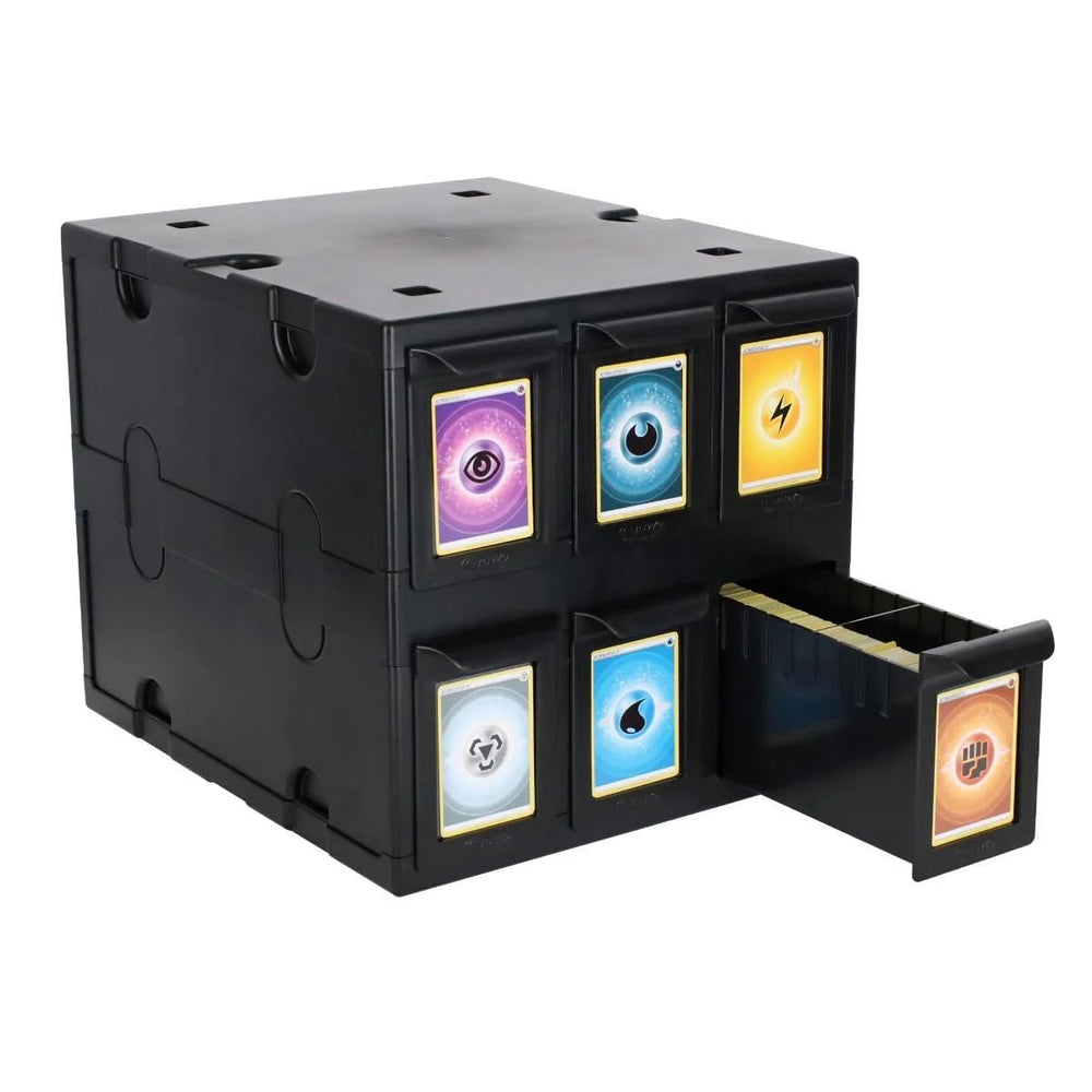 BCW 6-drawer card catalog front view shows sturdy black housing for long-term storage