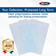 BCW adhesive-closure close-up shows secure 1-inch flap for safe storage of slabs.