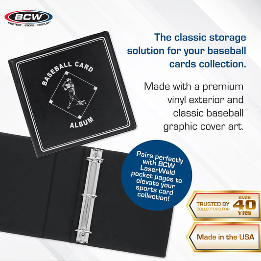 BCW Baseball Album Heavy-Duty D-Ring ensures smooth page turning and lasting durability.