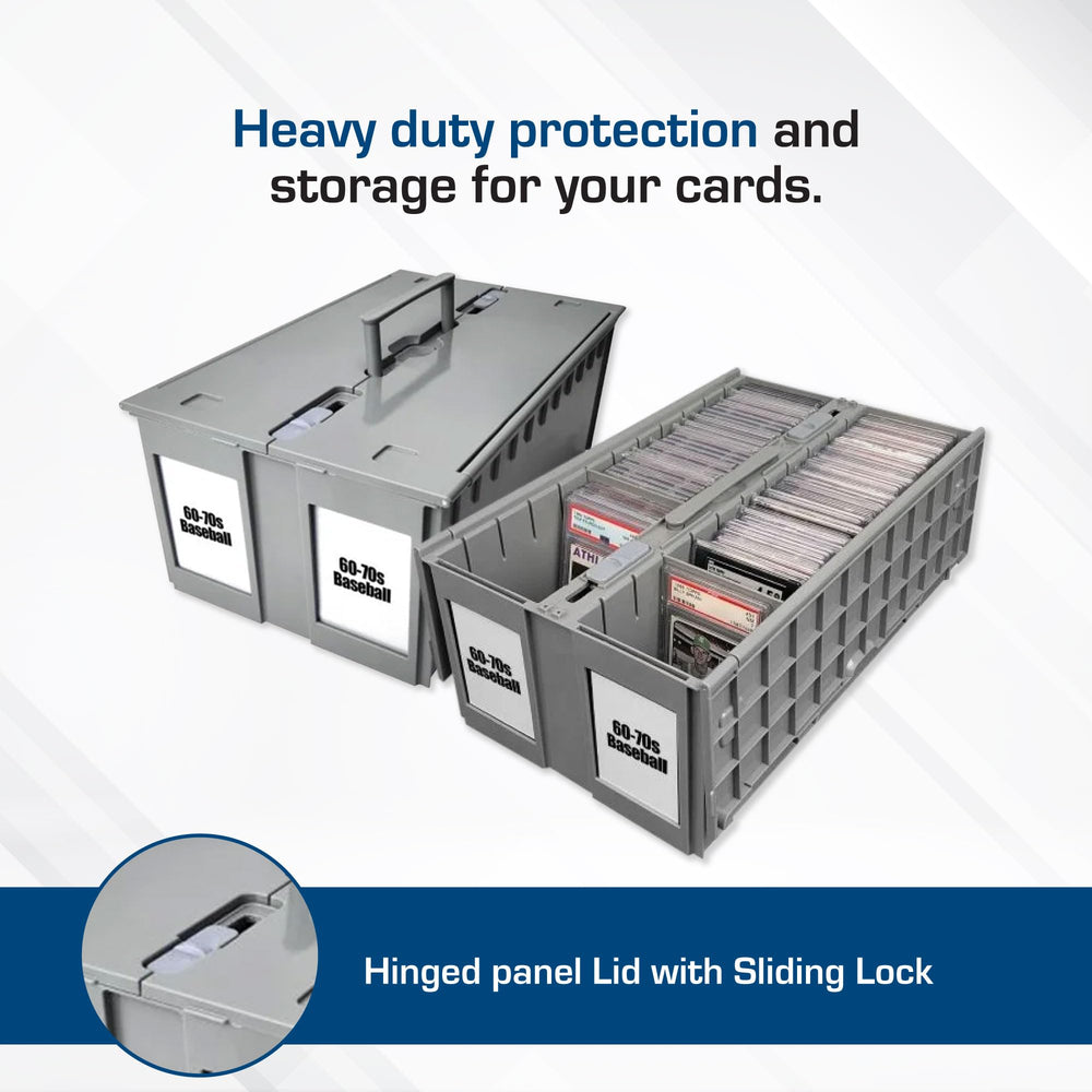 BCW card-bin-partitions interior demonstrates customizable rows for sets or grades.