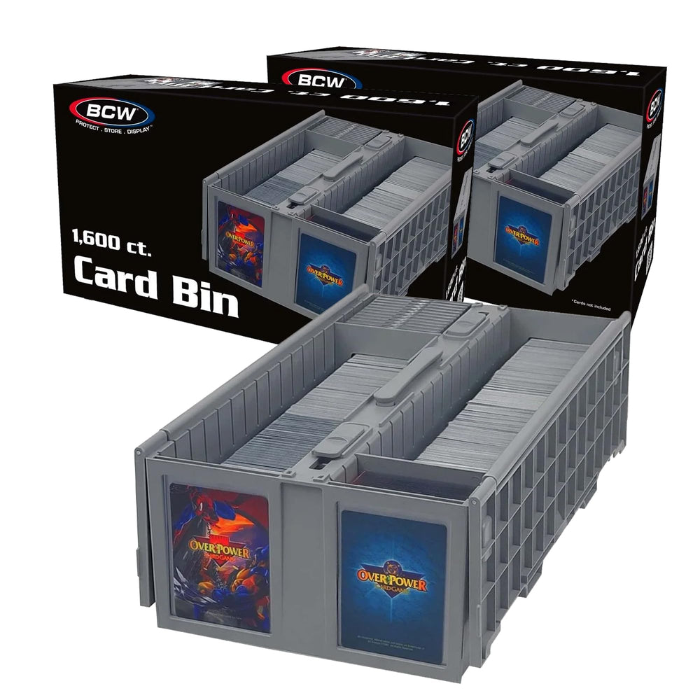 BCW Collectible Card Bin 2-Pack gray front view for easy access and organization