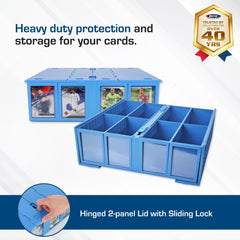 BCW blue card bin with 4 dividers for easy sorting.