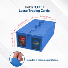 BCW blue inside partitions organize toppers, deck boxes, and MTG cards