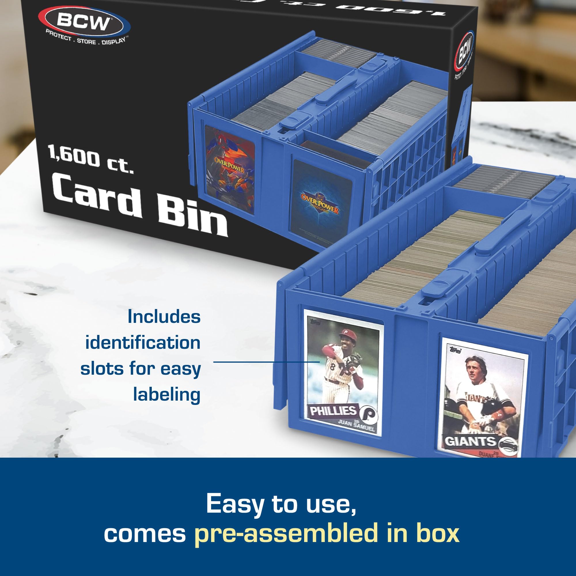 BCW blue wide rows fit toploaders for easy access